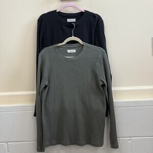 Everlane Women's L lot Waffle long sleeve thermal knit tops